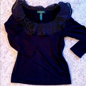 Lauren Ralph Lauren Petite Cute Ruffle Neck Top
